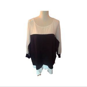 NWT CALVIN KLEIN WHITE & BLACK CONTRAST SWEATER TOP SZ 2X